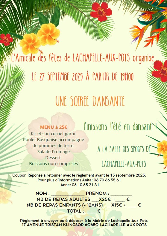 affiche pour la soirée dansante